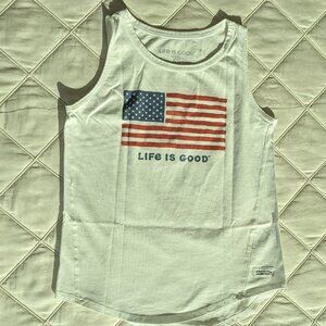 Life is good white tank top